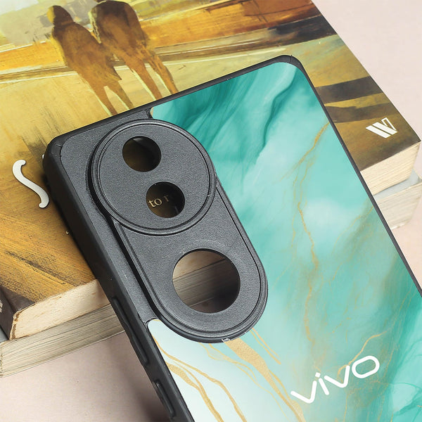 Green Luxe Marble metal back case for Vivo V50