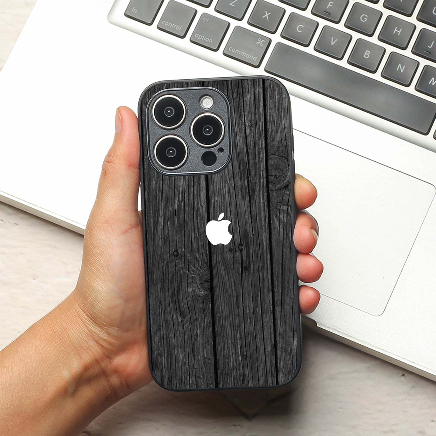 Dark Wood metal back case for Apple Iphone 14 Pro Max