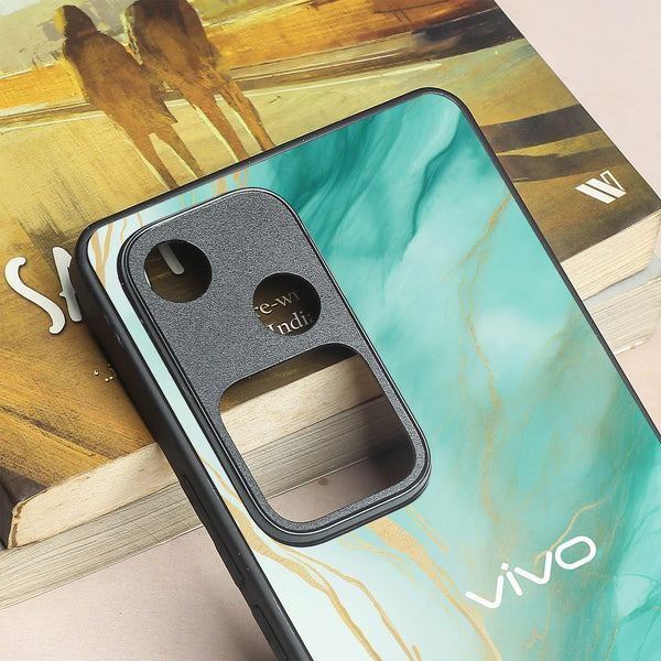 Green Luxe Marble metal back case for Vivo V30