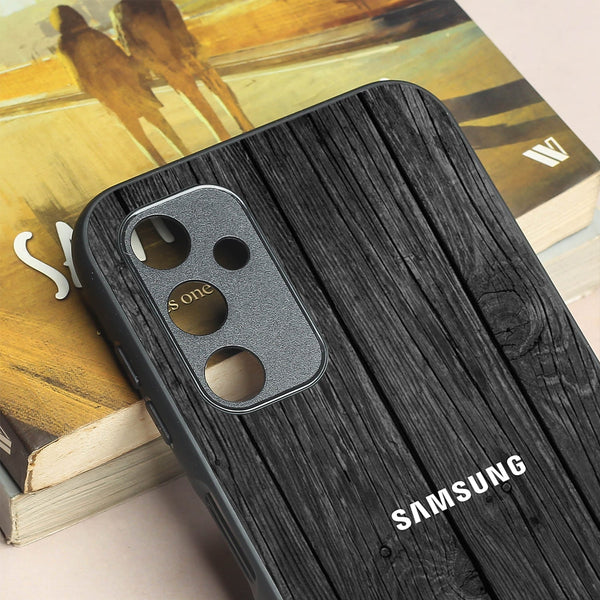 Dark Wood metal back case for Samsung A14