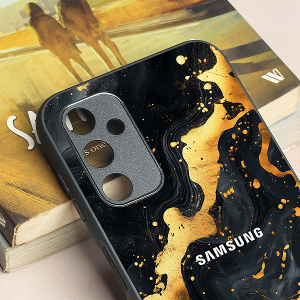 Black Gold Blaze  metal back case for Samsung A14