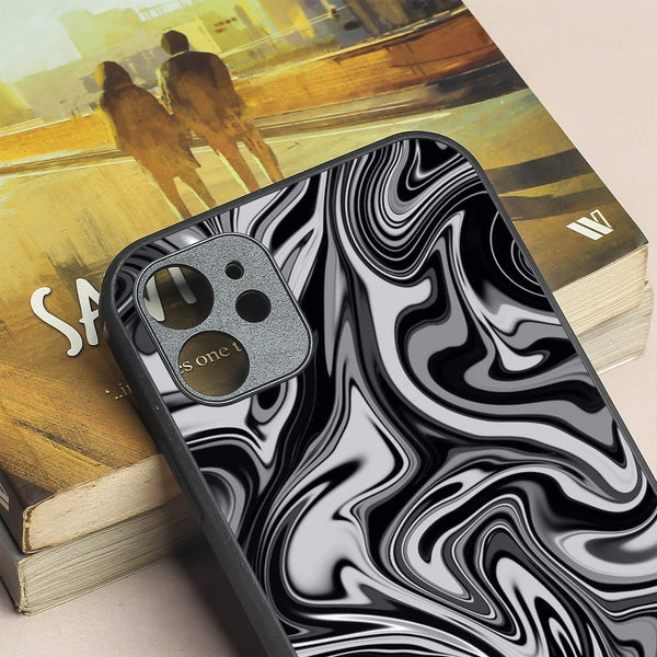 Blackout Marble metal back case for Apple Iphone 12