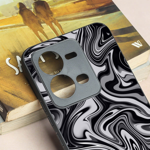 Blackout Marble metal back case for Vivo V25