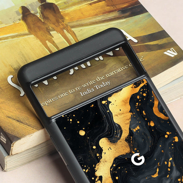 Black Gold Blaze  metal back case for Google Pixel 7a