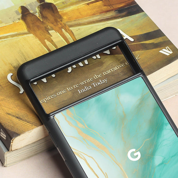 Green Luxe Marble metal back case for Google Pixel 7a