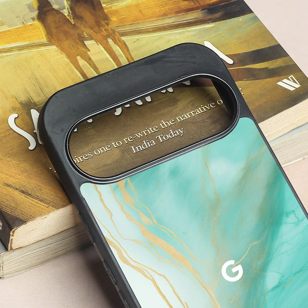 Green Luxe Marble metal back case for Google Pixel 9 Pro