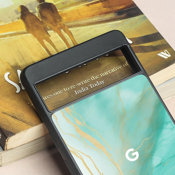 Green Luxe Marble metal back case for Google Pixel 7