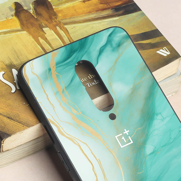Green Luxe Marble metal back case for Oneplus 7 Pro