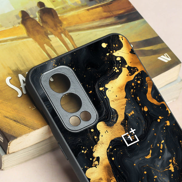 Black Gold Blaze  metal back case for Oneplus Nord 2