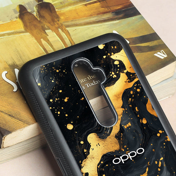 Black Gold Blaze  metal back case for Oppo Reno2 F