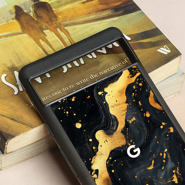 Black Gold Blaze  metal back case for Google Pixel 6a
