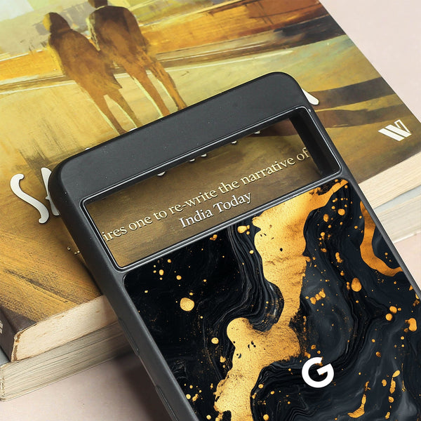 Black Gold Blaze  metal back case for Google Pixel 7