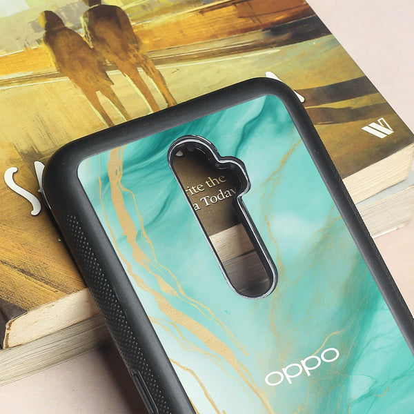 Green Luxe Marble metal back case for Oppo Reno2 Z