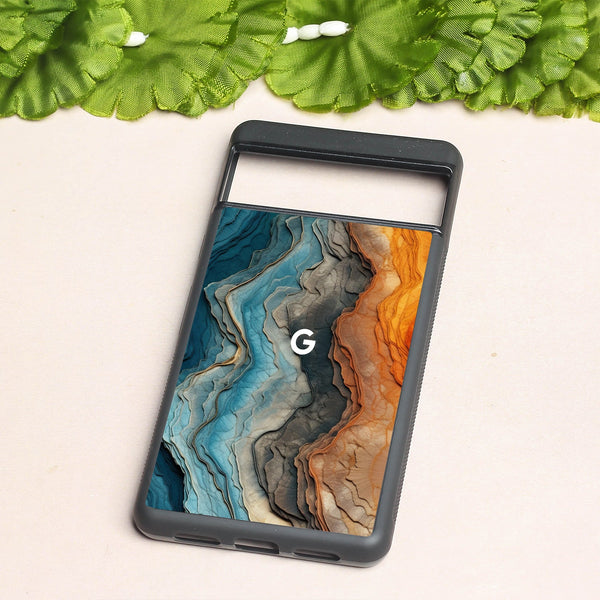 Layered Marble metal back case for Google Pixel 7a