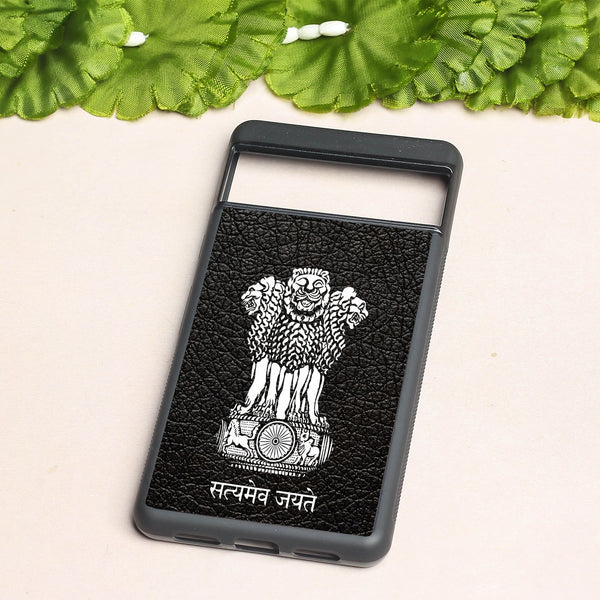Black Satyamev Jayate metal back case for Google Pixel 7a
