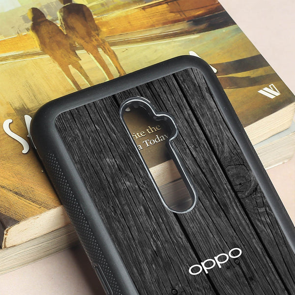 Dark Wood metal back case for Oppo Reno2 F