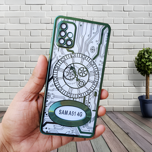 Green Watch Machine Logo Cut Transparent Case for Samsung A51