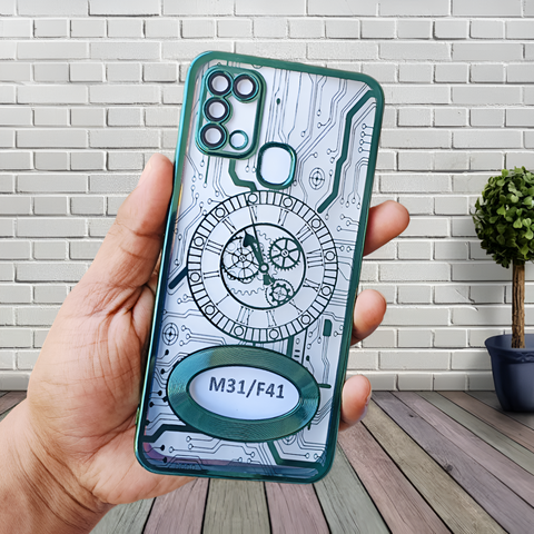 Green Watch Machine Logo Cut Transparent Case for Samsung M30s