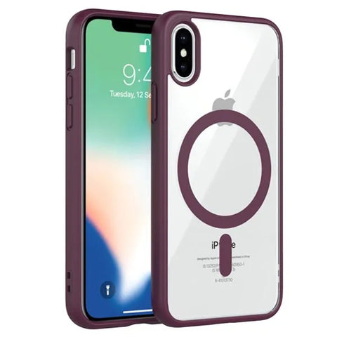 Deep Purple MagSafe Clear Transparent Silicone case for Apple iphone X/xs