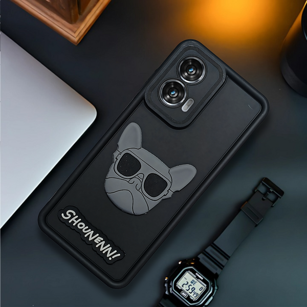 Black SHOUNENN BULLDOG Silicone case for Motorola G85