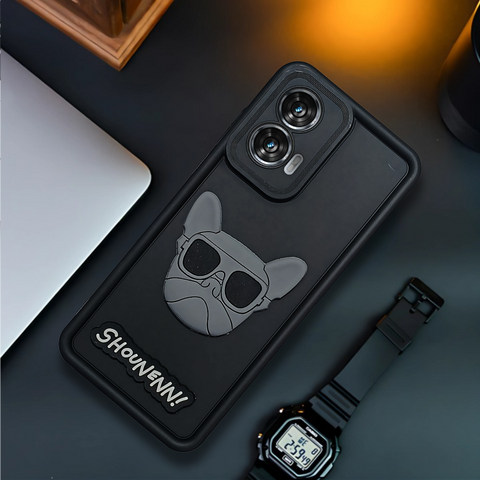 Black SHOUNENN BULLDOG Silicone case for Motorola Edge 50 Fusion