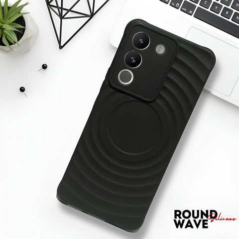 Black Round Wave Silicone Case for Vivo Y200