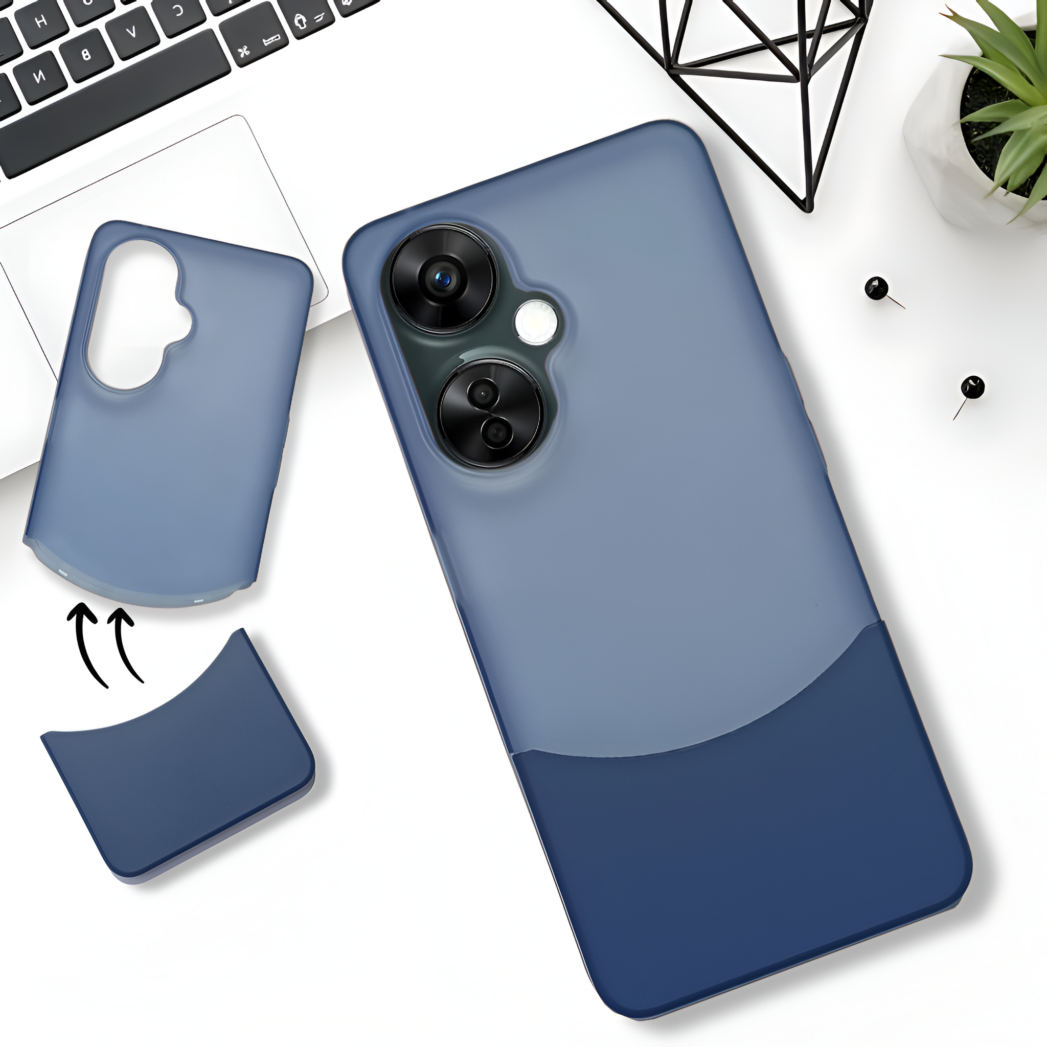 Dark Blue Detach Matte Case For Oneplus Nord Ce 3 Lite
