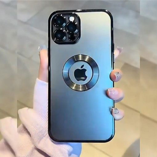 Black 6D Chrome Logo Cut Transparent Case for Apple iphone 11 Pro Max - The Hatke