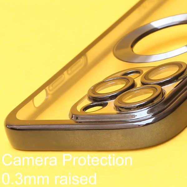 Black 6D Chrome Logo Cut Transparent Case for Apple iphone 12 Pro Max - The Hatke