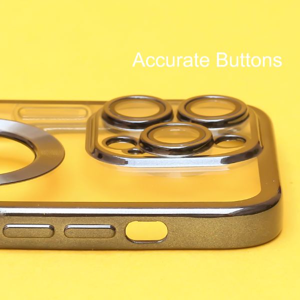 Black 6D Chrome Logo Cut Transparent Case for Apple iphone 13 Pro Max - The Hatke