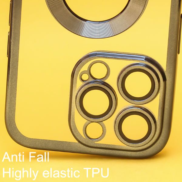 Black 6D Chrome Logo Cut Transparent Case for Apple iphone 15 Pro - The Hatke