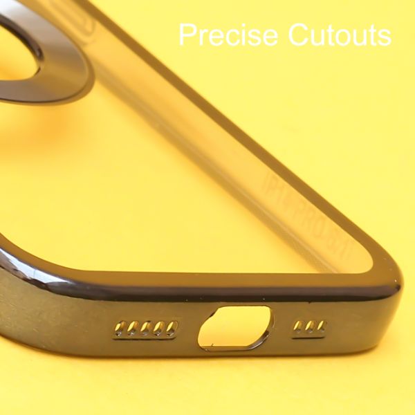 Black 6D Chrome Logo Cut Transparent Case for Apple iphone 15 Pro - The Hatke