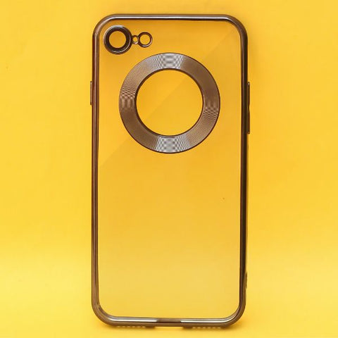 Black 6D Chrome Logo Cut Transparent Case for Apple iphone 7 - The Hatke