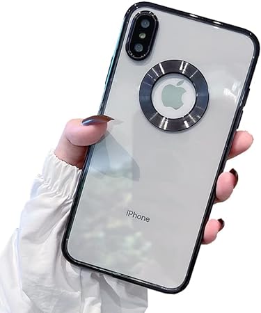 Black 6D Chrome Logo Cut Transparent Case for Apple iphone X/Xs - The Hatke