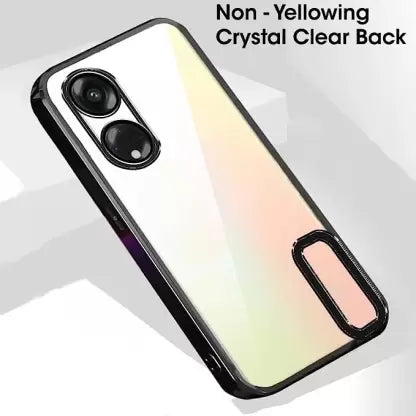 Black 6D Chrome Logo Cut Transparent Case for Oppo Reno 8T - The Hatke