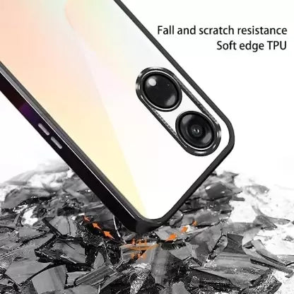 Black 6D Chrome Logo Cut Transparent Case for Oppo Reno 8T - The Hatke