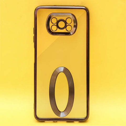 Black 6D Chrome Logo Cut Transparent Case for Poco X3 - The Hatke