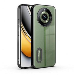 Black 6D Chrome Logo Cut Transparent Case for Realme 11 Pro Plus - The Hatke