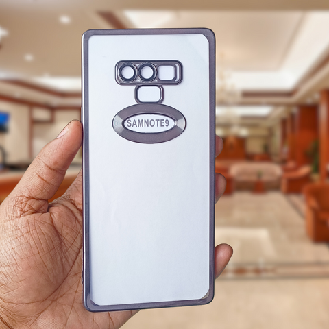 Black 6D Chrome Logo Cut Transparent Case for Samsung Note 9 - The Hatke