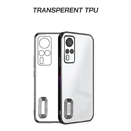 Black 6D Chrome Logo Cut Transparent Case for Vivo V21E - The Hatke