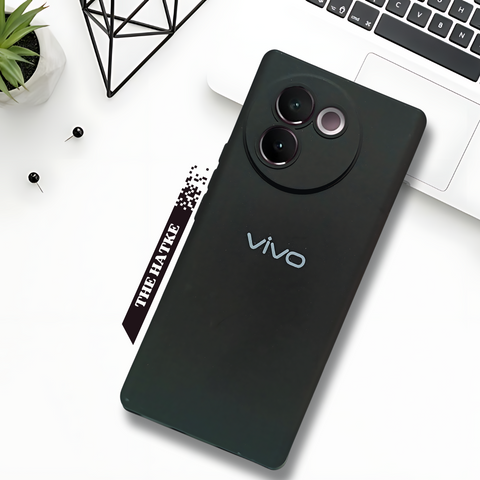 Black Camera Original Silicone case for Vivo V30E - The Hatke