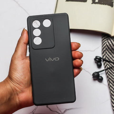 Black Candy silicone Case for Vivo V27 - The Hatke