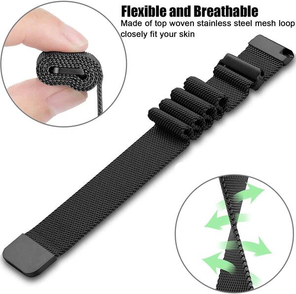 Black Chain Strap For Smart Watch 20mm - The Hatke