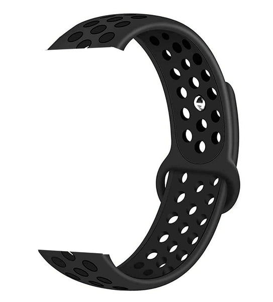 Black Dotted Silicone Strap For Smart Watch 20mm - The Hatke