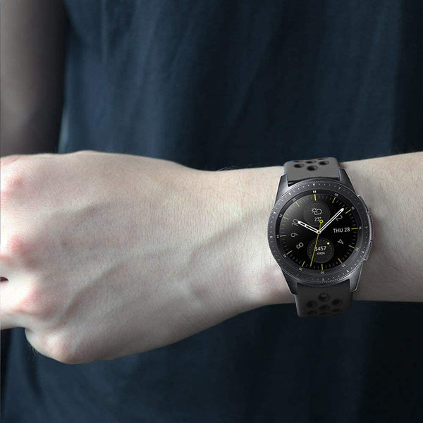 Black Dotted Silicone Strap For Smart Watch 20mm - The Hatke
