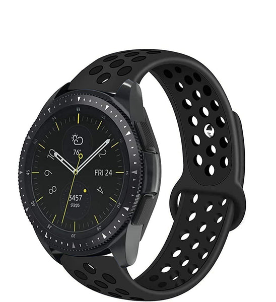 Black Dotted Silicone Strap For Smart Watch 22mm - The Hatke