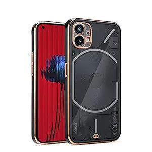 Black Electroplated Transparent Case for Nothing Phone 1 - The Hatke