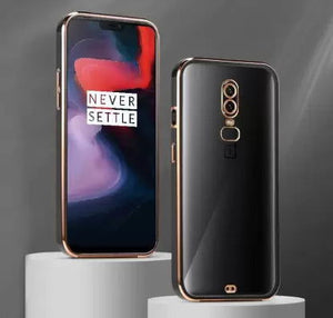 Black Electroplated Transparent Case for Oneplus 6 - The Hatke