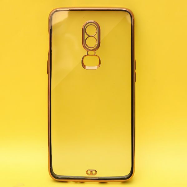 Black Electroplated Transparent Case for Oneplus 6 - The Hatke