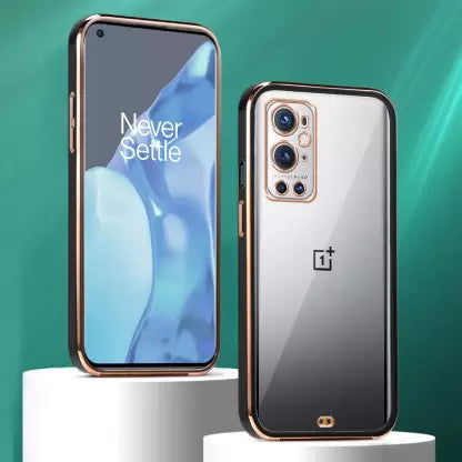 Black Electroplated Transparent Case for Oneplus 9RT - The Hatke